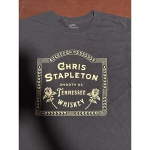 Chris Stapleton Smooth as Tennessee Whiskey Graphic Tee Shirt Black Mens Small